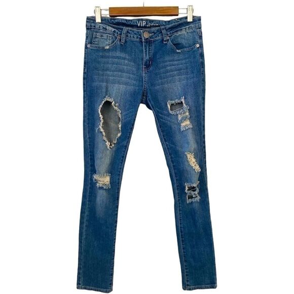 VIP Jeans Distressed Medium Wash Women's Size 5/6 - Picture 1 of 10